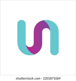 alphabet u n union together seamless ribbon logo symbol icon design