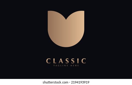 Alphabet u rose vector monogram abstract logo template