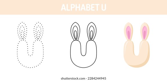 Alphabet U tracing and coloring worksheet for kids