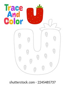 Alphabet U tracing worksheet for kids