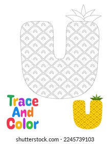 Alphabet U tracing worksheet for kids