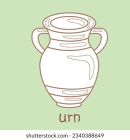 Alphabet U For Urn Vocabulary School Cartoon Digital Stamp Outline