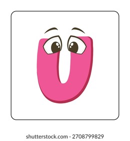 Alphabet U vector Cartoon cards