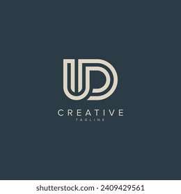 Alphabet UD DU letter modern monogram style logo vector element.