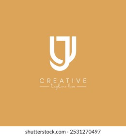 Alphabet UJ JU Letter Artistic Logo Design. Initial Based Vector Template.