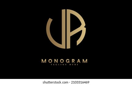 Alphabet UR or RU illustration monogram vector logo template in round shape