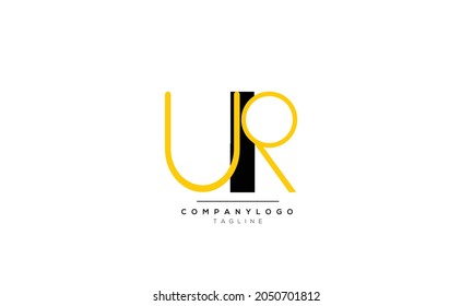 Alfabeto UR RU Letra inicial Monograma Icono Icono Icono Ilustración vectorial logotipo de carácter web abstracto 
marca comercial de icono de iniciales