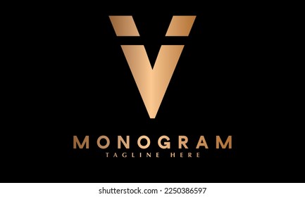 Alphabet V abstract monogram vector logo template