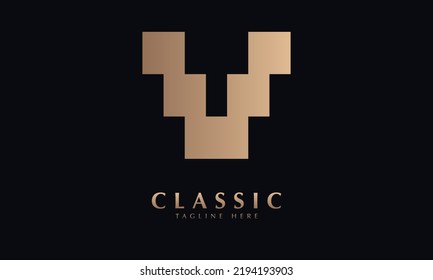 Alphabet v block vector monogram abstract logo template