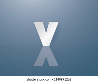 Alphabet V Calligraphy Sample Styles paper on blue background.Vector craft and illustration style
