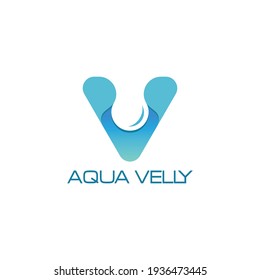 Alphabet V Letter Logo Icon Design Template. Water Drop, V Letter, Aqua.