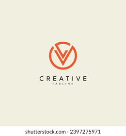 Alphabet V letter modern monogram style logo vector template.