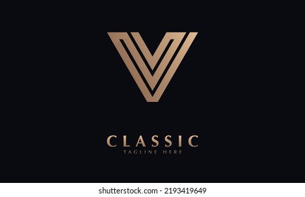 alphabet v lineart vector logo monogram template