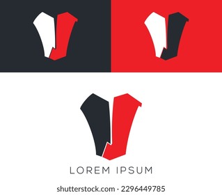 Plantilla de vectores de logotipo de tipo 'V' con forma abstracta