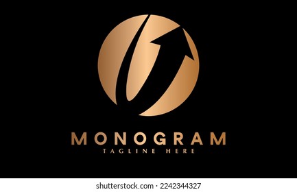 Alphabet V or Marketing up arrow logo vector monogram template
