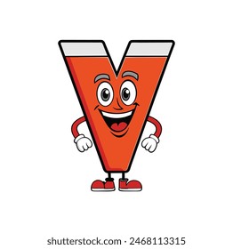 Alphabet V Mascot Cartoon Letter V Mascot T Shirt Design For Print On Demand