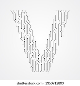 Alphabet V shape digital line design
