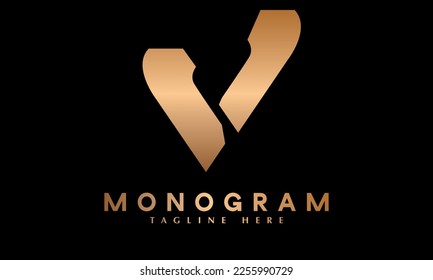 Plantilla de logotipo del vector monograma abstracto de la tecnología Alphabet V