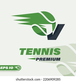 Alphabet V Tennis Logo Design for sport logo