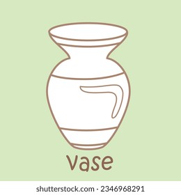 Alphabet V For Vase Vocabulary School Lesson Reading Digital Stamp Outline