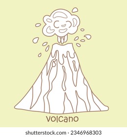 Alphabet V For Volcano Vocabulary School Lesson Reading Digital Stamp Outline