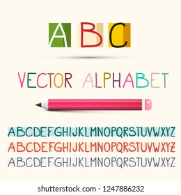 Alphabet. Vector ABC Letters Set with Pencil.