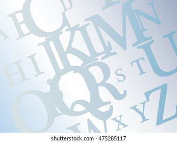 alphabet vector background, blue background and blue letters