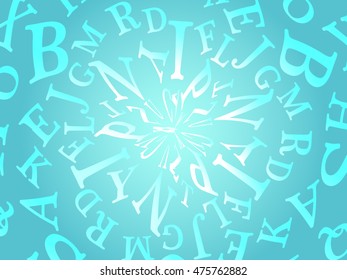 alphabet vector background, blue background and blue letters, background for presentation