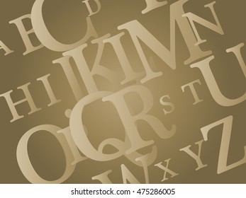 alphabet vector background, brown background and brown letters