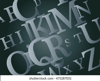 alphabet vector background, dark background and green letters