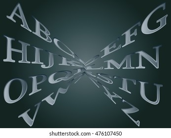 alphabet vector background, green background and green letters