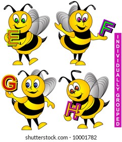 Alphabet Vector with Bees.