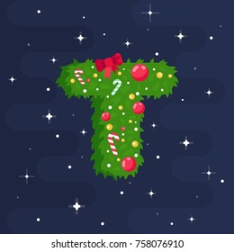 
Alphabet vector in Christmas theme. Red and green uppercase letters. Christmas style font, Xmas typeface. Vector flat style illustration.