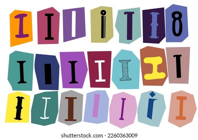 Alphabet i - vector cut newspaper and magazine letters, paper style ransom note letter