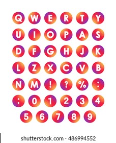 Alphabet Vector Font in circles. Type letters and numbers