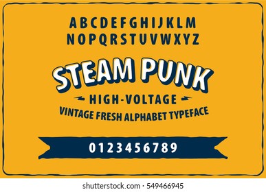 Alphabet Vector Font with Steam Punk Type Style