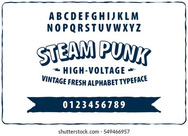 Alphabet Vector Font with Steam Punk Type Style