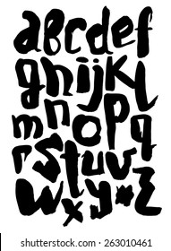 Alphabet vector. Hand drawn letters. Written with a brush.
