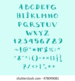 Alphabet vector hand drawn with symbols abc brush painted letters handwritten script lettering custom typography