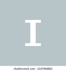 Alphabet vector of "I" with gray background.