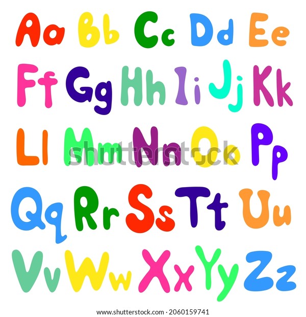 Alphabet Vector Illustration Hand Drawn Colorful Stock Vector (Royalty ...