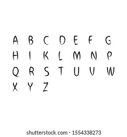 Alphabet, vector illustration on isolated  background. The inscription with a brush. For hand lettering.EPS10