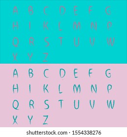 Alphabet, vector illustration on isolated  background. The inscription with a brush. For hand lettering.EPS10