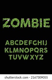 Alphabet Vector Illustration Zombie, Alphabet A-Z All Caps