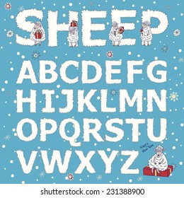 alphabet vector kids sheep letter new year christmas