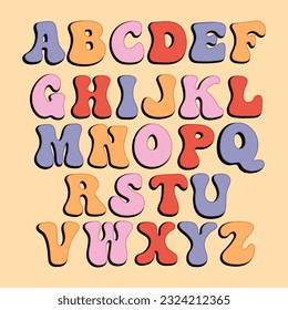 Alphabet. Vektorbriefe im Traubenstil. Buchstaben zum Erstellen von Wörtern und Inschriften.