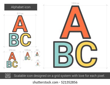 Alphabet vector line icon isolated on white background. Alphabet line icon for infographic, website or app. Scalable icon designed on a grid system.