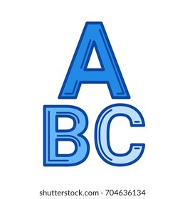 Alphabet vector line icon isolated on white background. Alphabet line icon for infographic, website or app. Blue icon designed on a grid system.