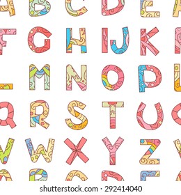 Alphabet Vector Seamless Pattern Cute Doodle Stock Vector (Royalty Free ...