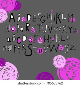 Alphabet vector. Unusual painted letters. Beautifully drawn